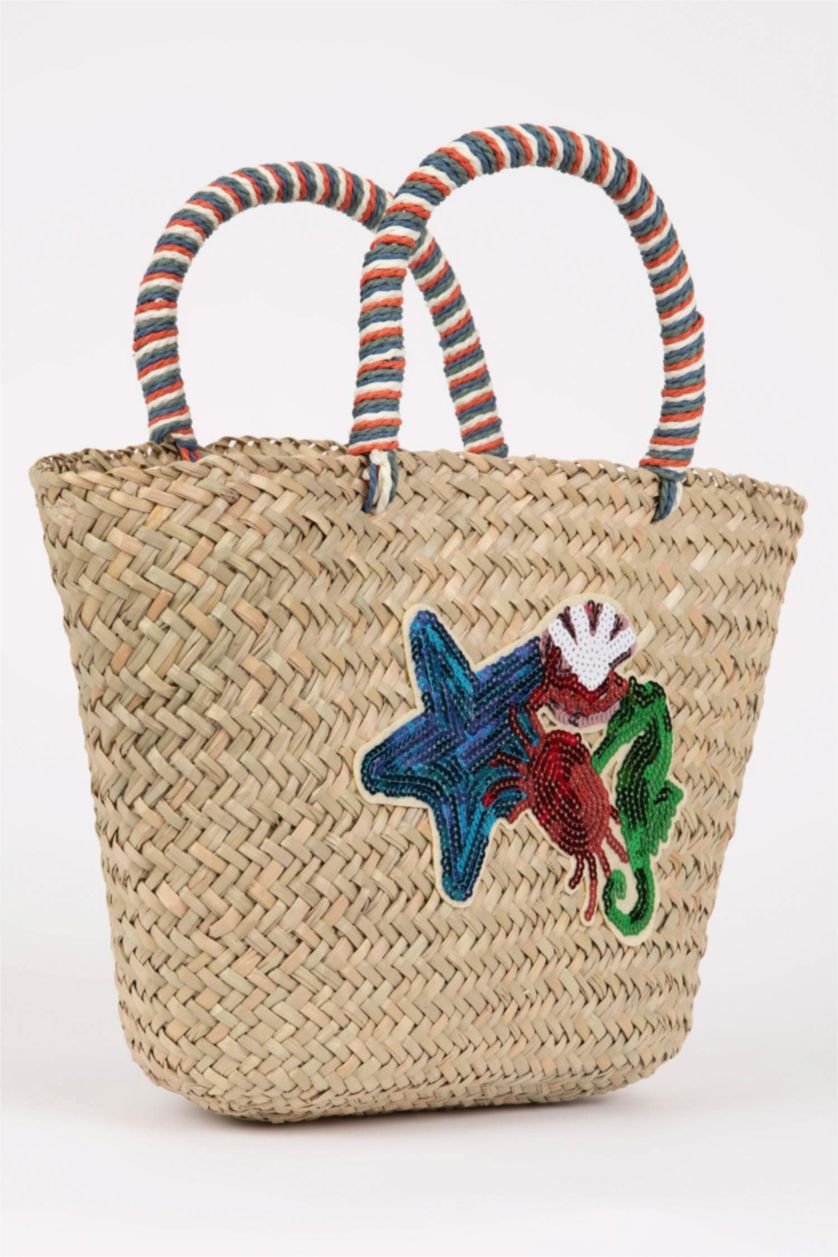 حريمي رملي غامق شنطة خوص حريمي