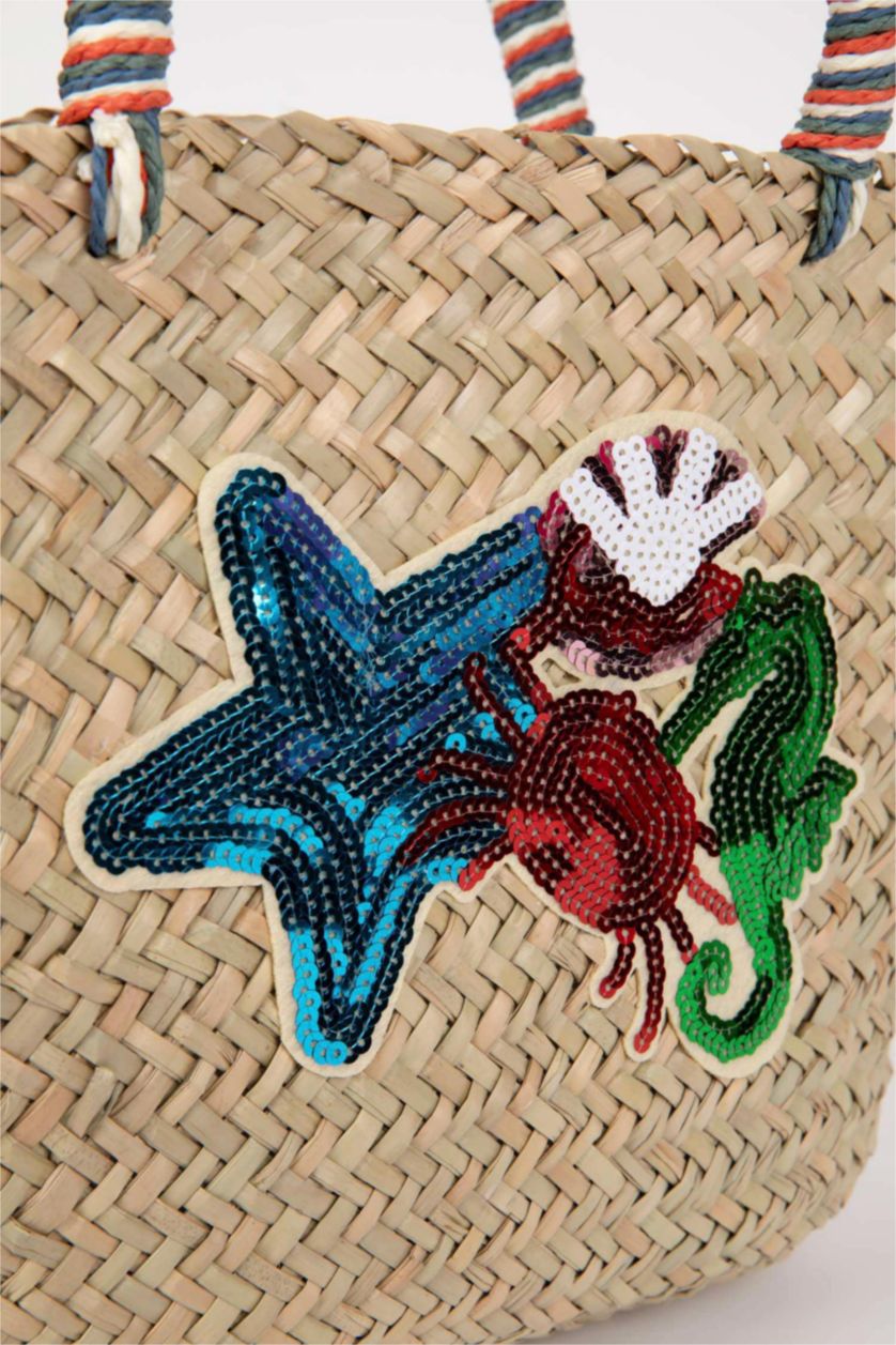 حريمي رملي غامق شنطة خوص حريمي