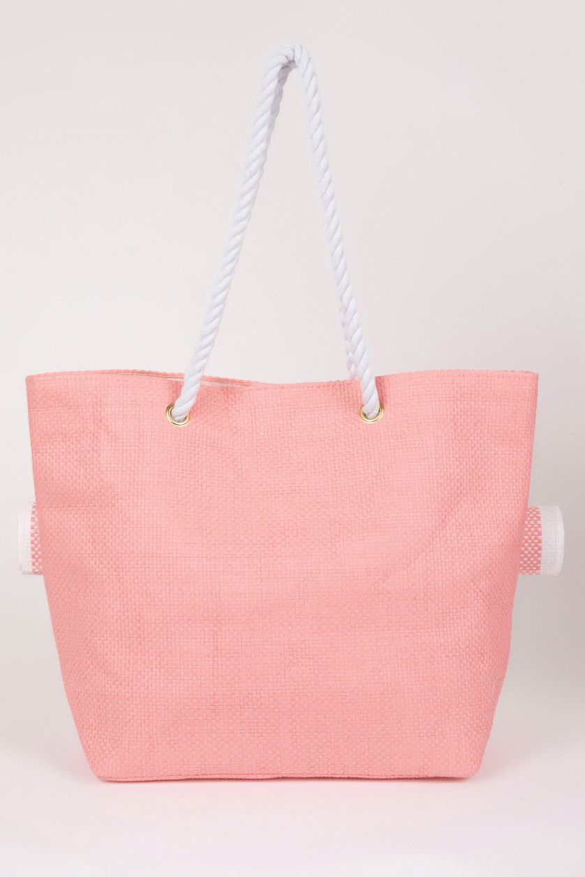 Kadın Pembe Kadın Hasır Plaj Çantası