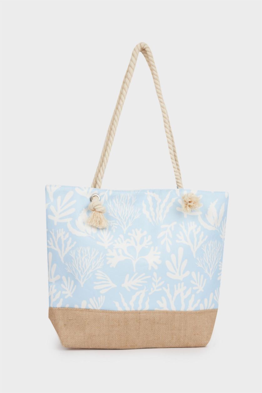 Kadın Mavi Kadın Hasır Omuz Çantası