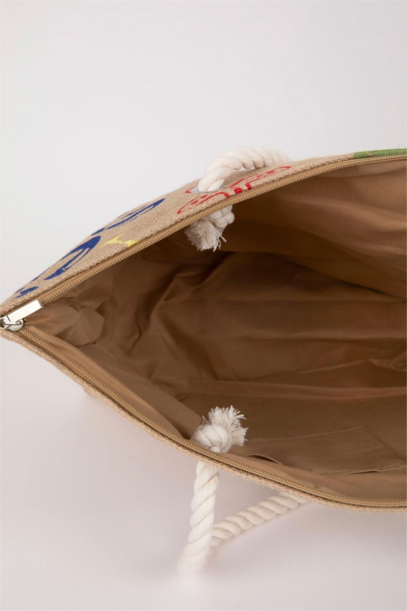 Kadın Karma Kadın Baskılı Hasır Omuz Çantası