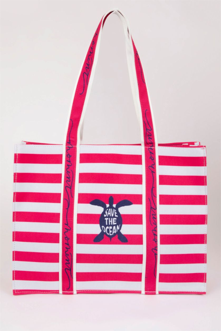 Kadın Pembe Kadın Kanvas Plaj Çantası