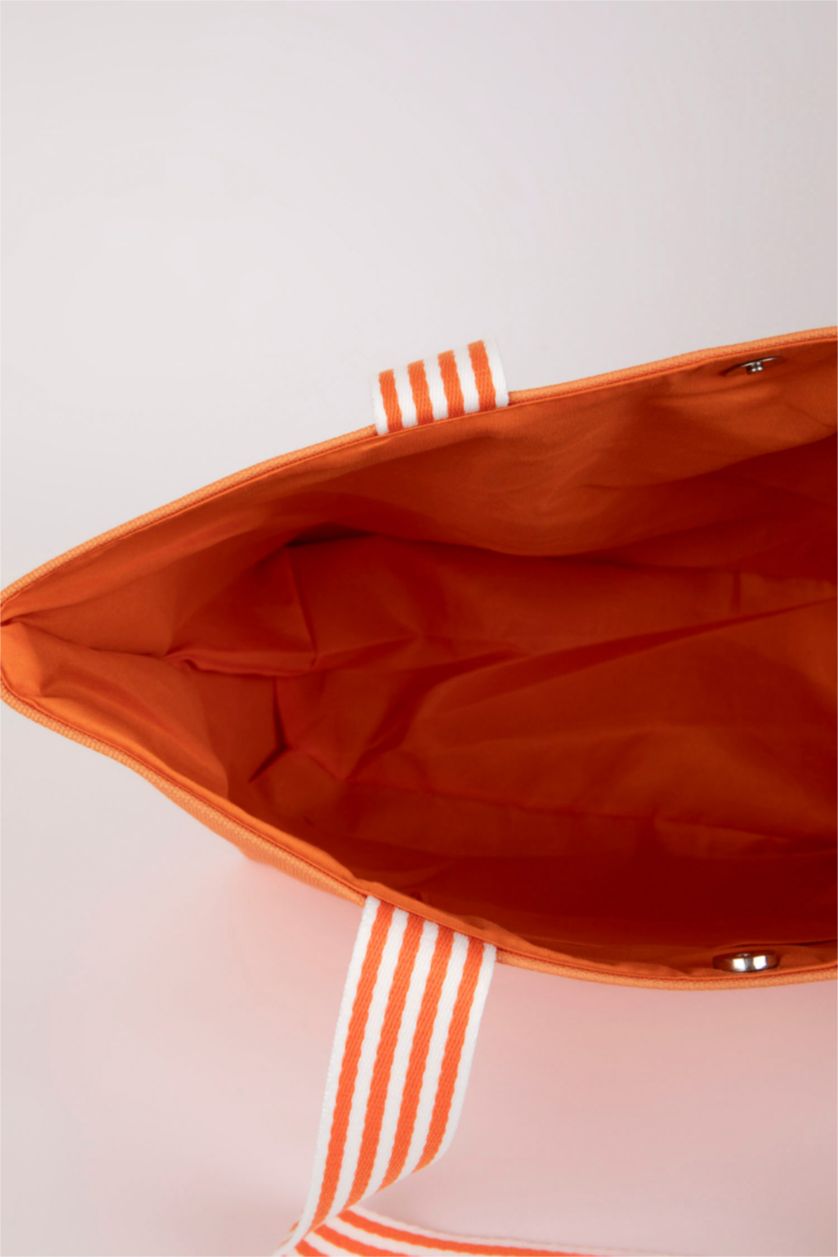 Kadın Turuncu Kadın Kanvas Plaj Çantası