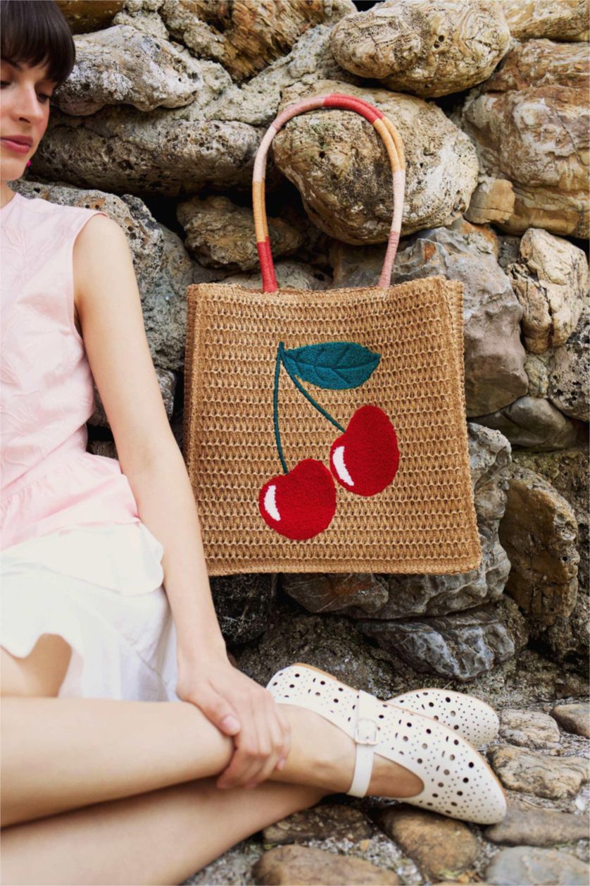 Kadın Koyu Kum Kadın Hasır El Çantası