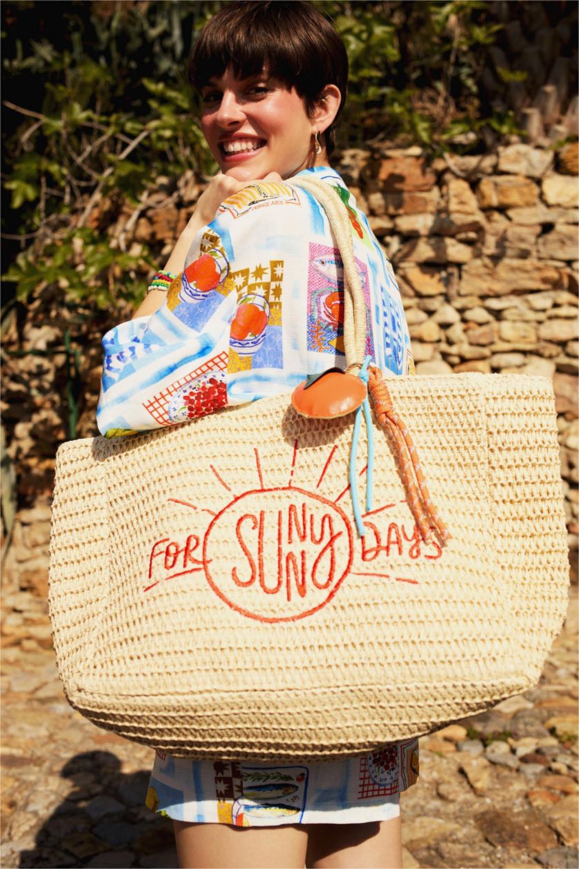 WOMAN Light Sand Woman Straw Handbag