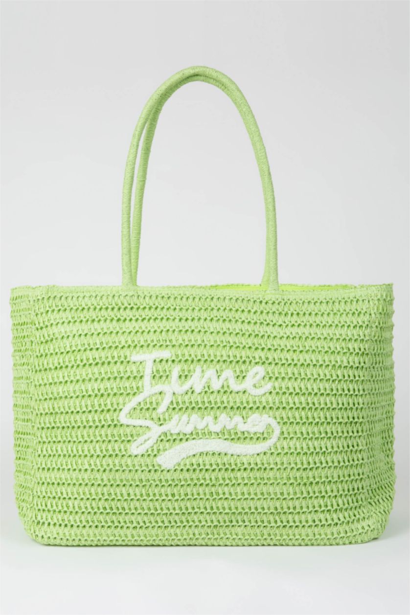 Kadın Yeşil Kadın Hasır Omuz Çantası