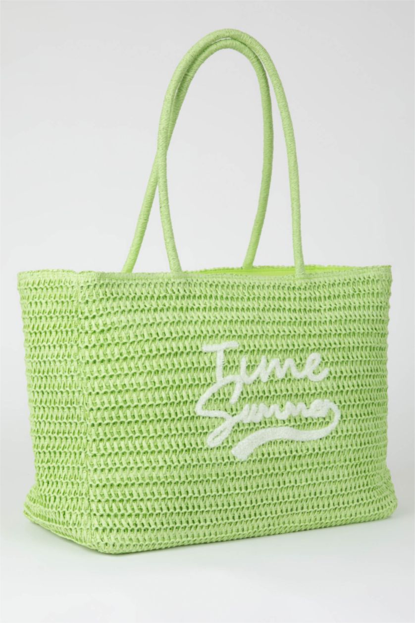 Kadın Yeşil Kadın Hasır Omuz Çantası