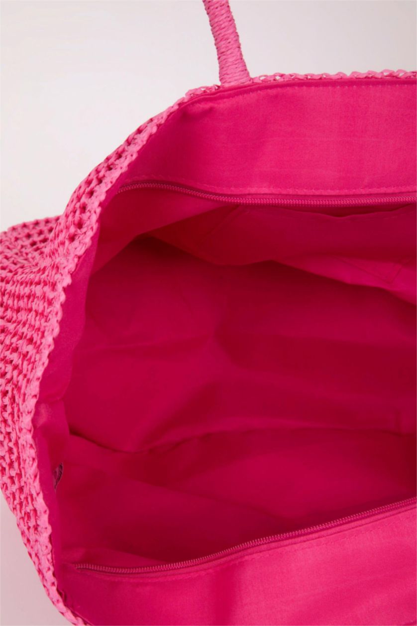 Kadın Pembe Kadın Hasır Omuz Çantası