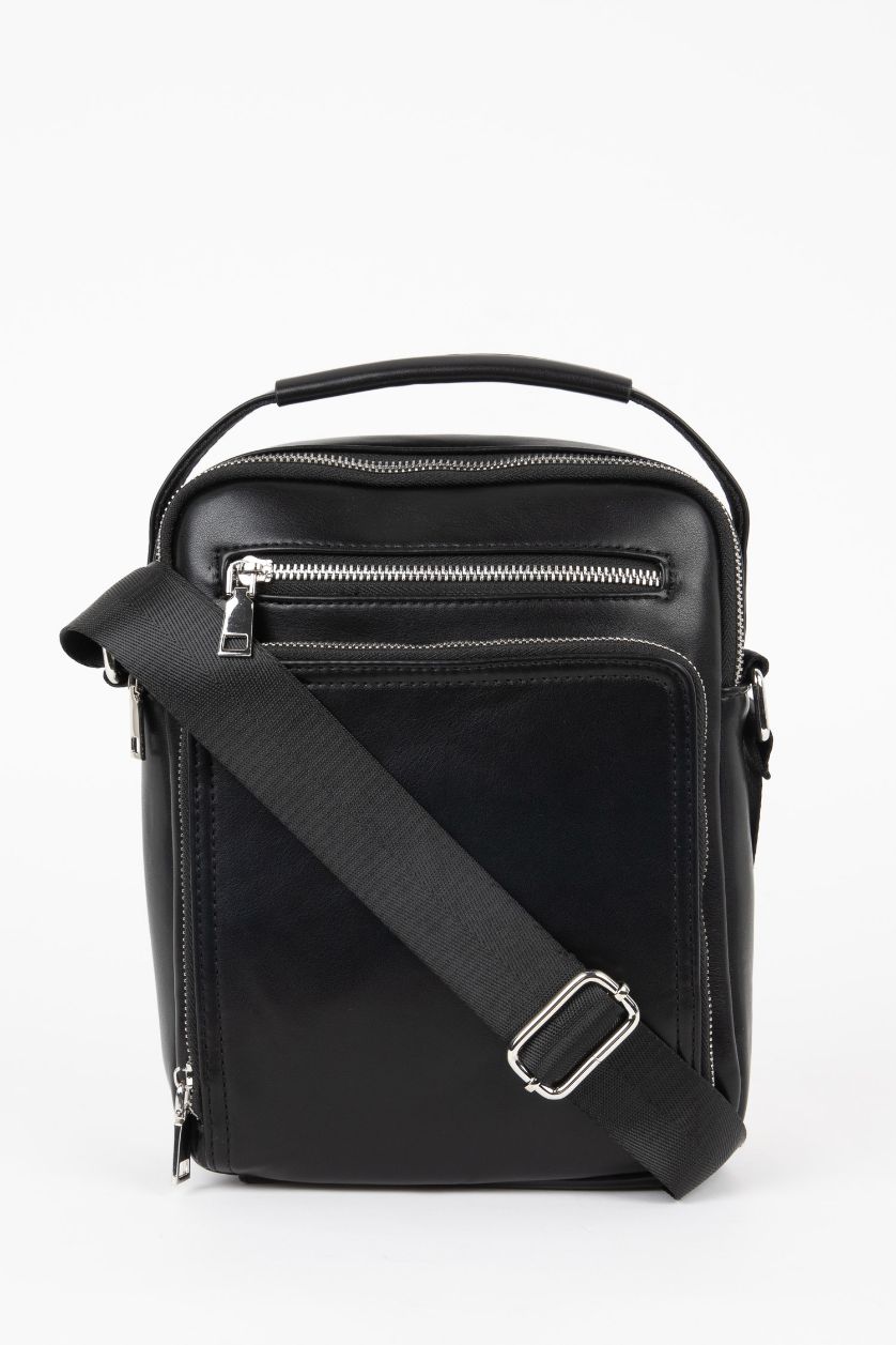 Erkek Siyah Erkek Suni Deri Çapraz Çanta