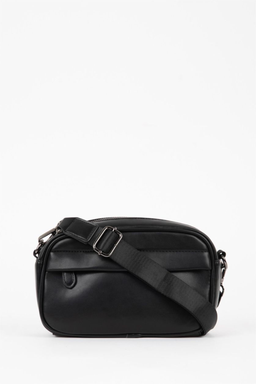MAN Black Man Faux Leather Crossbody Bag