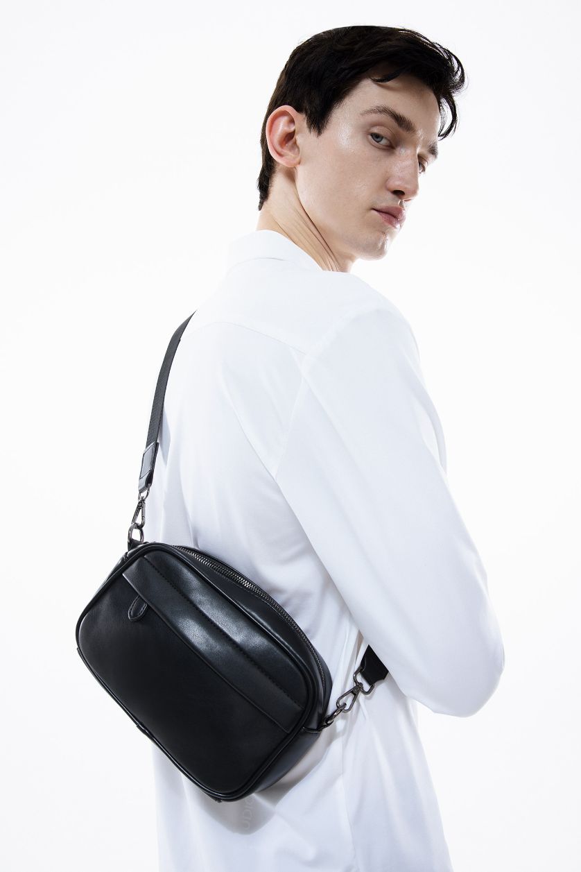 MAN Black Man Faux Leather Crossbody Bag