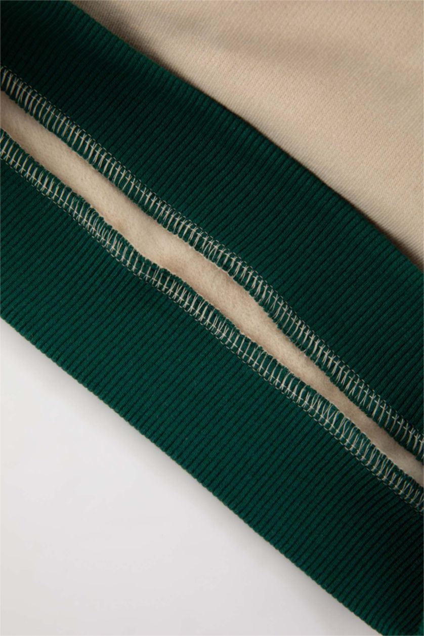 BABY BOY Beige 2 piece Regular Fit High Neck Slogan Set