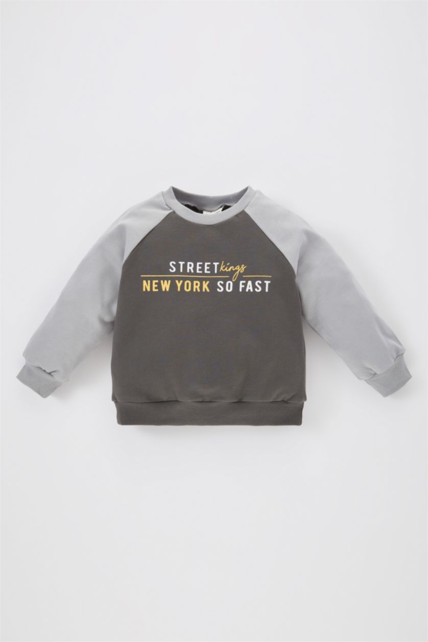 BABY BOY Grey Regular Fit Slogan Crew Neck Sweatshirt