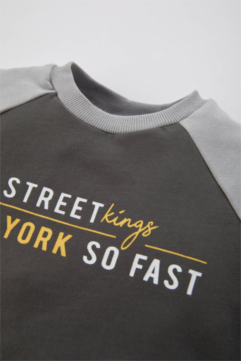 BABY BOY Grey Regular Fit Slogan Crew Neck Sweatshirt