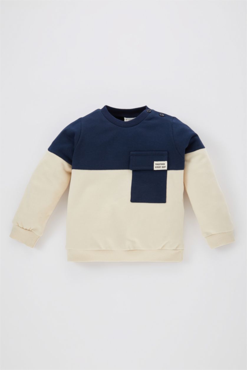 طفل صغير كحلي سويت شيرت ولادي ملون قصة عادية ببطانة ناعمة