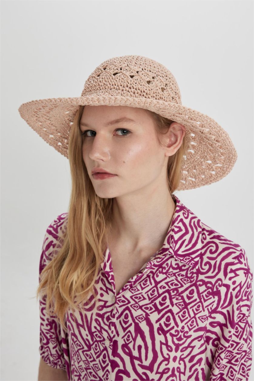 Woman Pink Woman Straw Hat