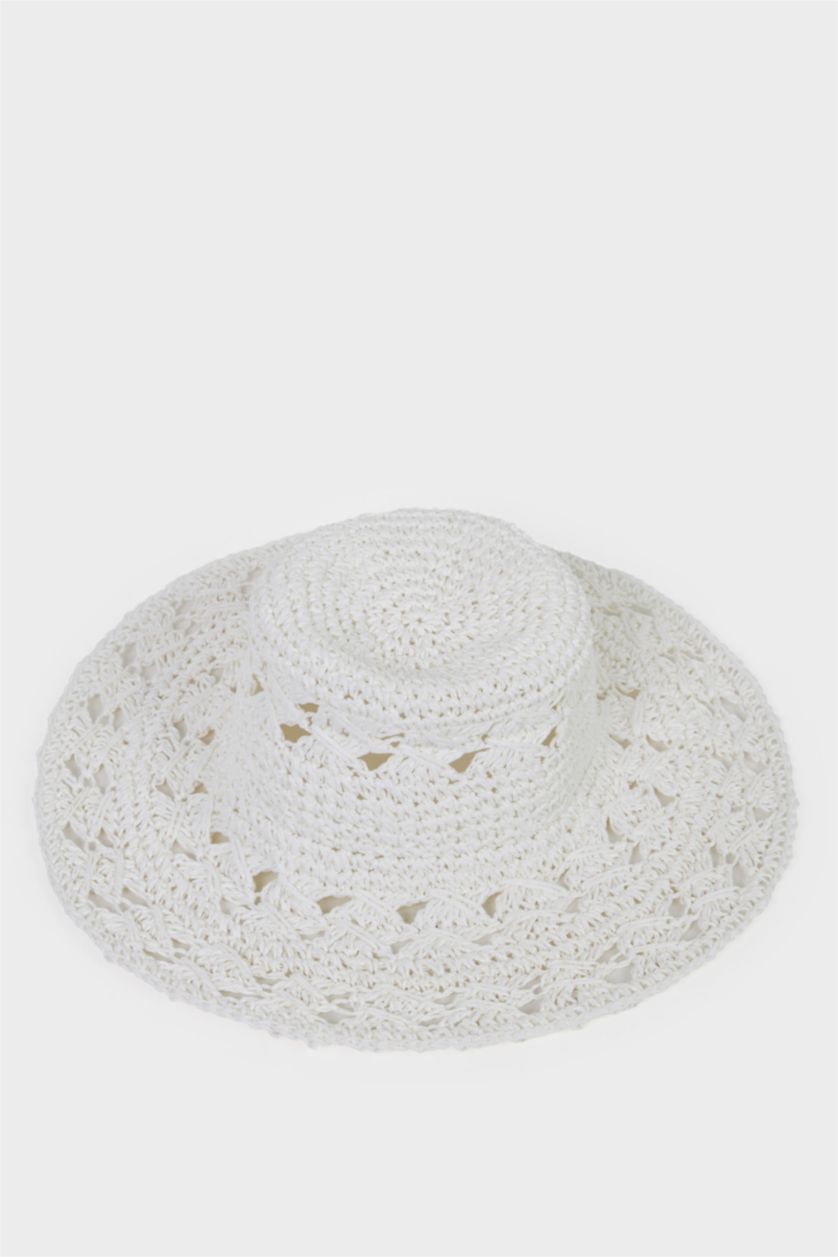 Kadın Beyaz Kadın Hasır Şapka