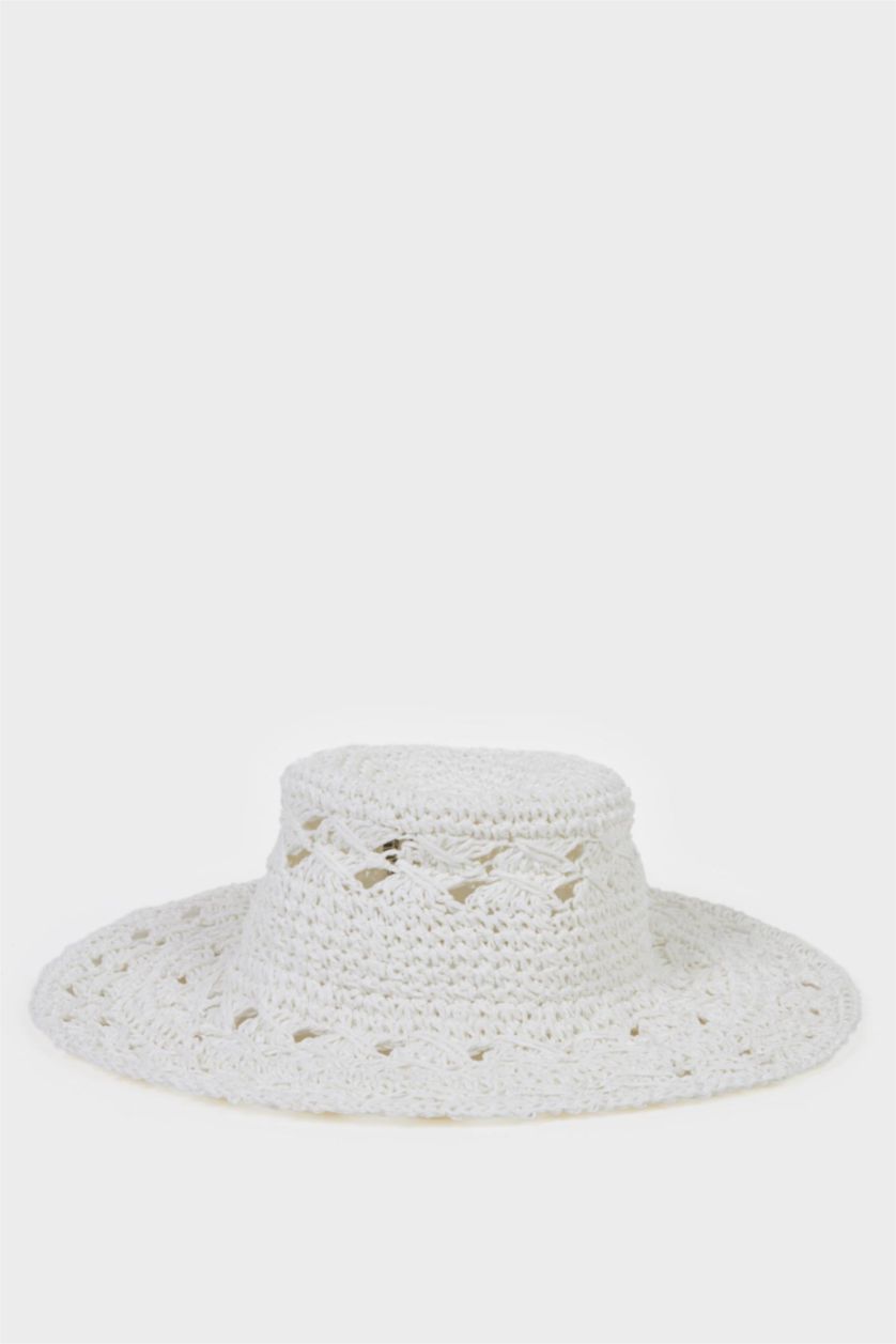 FEMME Blanc Chapeau en paille pour femme