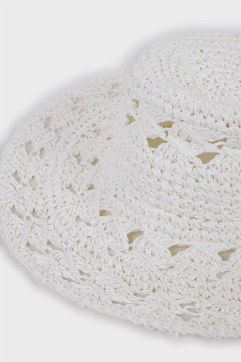 FEMME Blanc Chapeau en paille pour femme