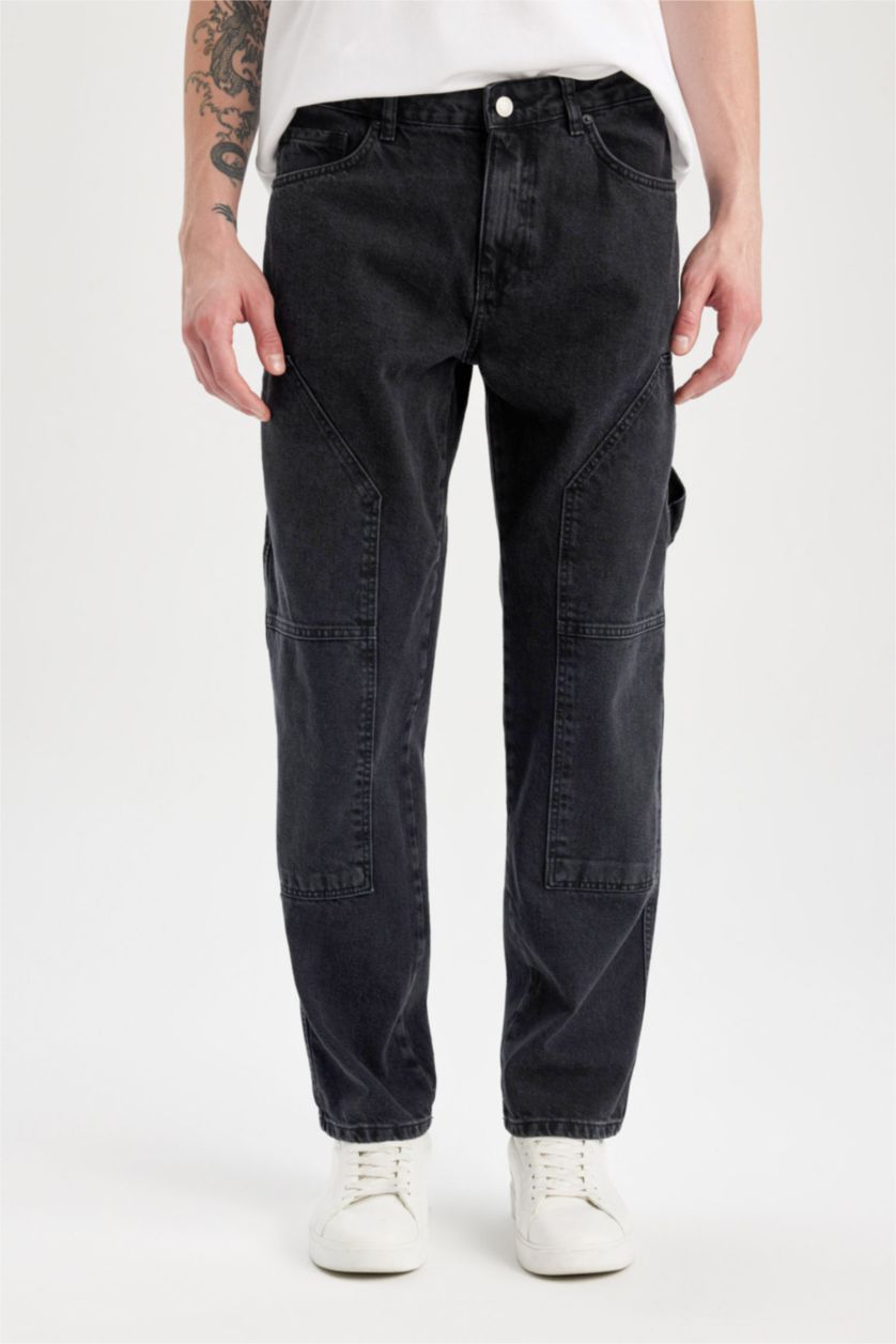 MAN Black Wide Leg Normal Waist Cargo Pants