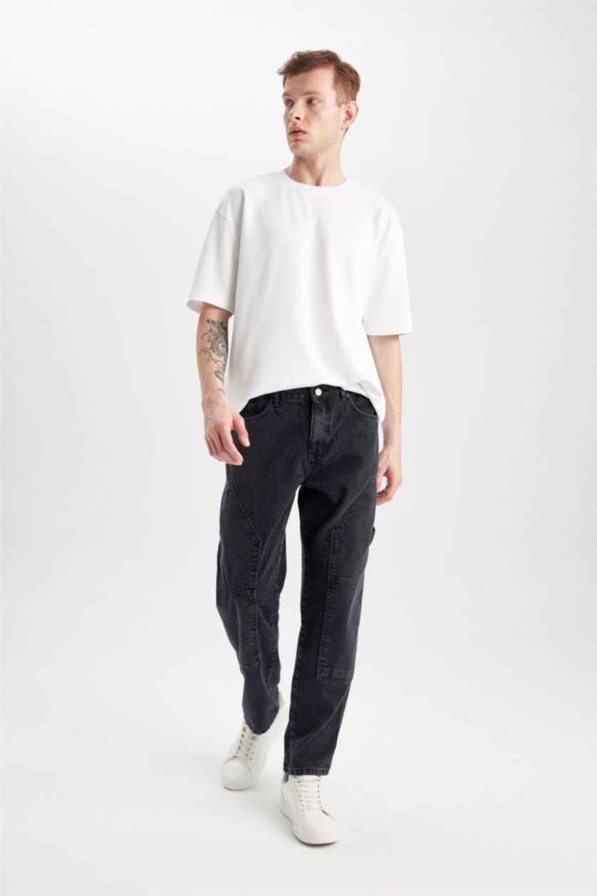 MAN Black Wide Leg Normal Waist Cargo Pants