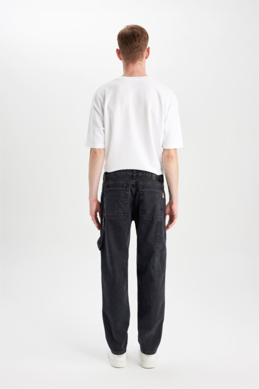 MAN Black Wide Leg Normal Waist Cargo Pants