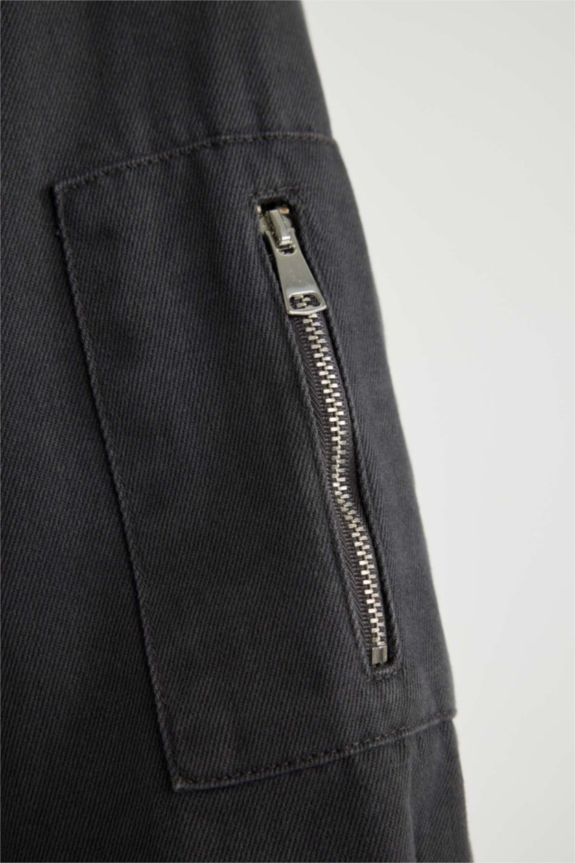 FEMME Anthracite Jupe Longue en Gabardine à Coupe Cargo