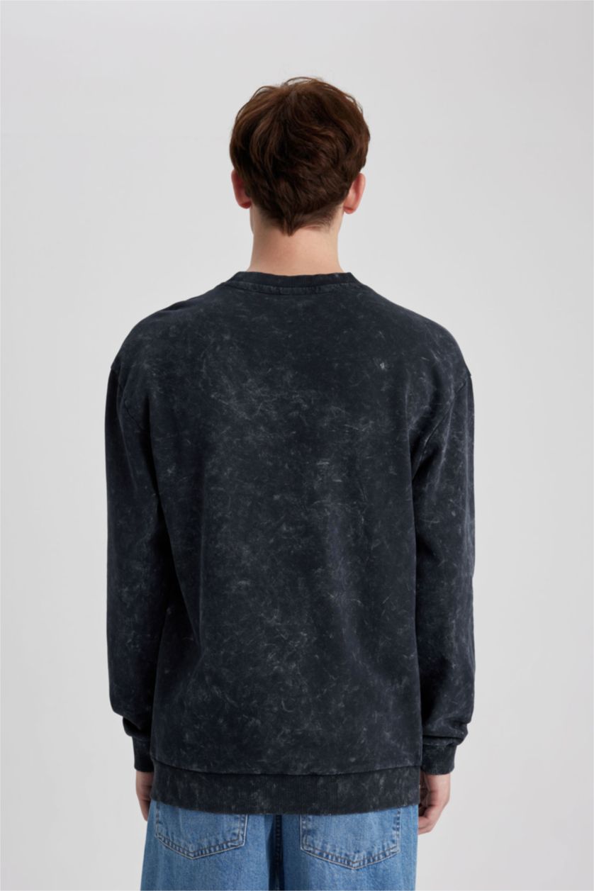 Ерлер Антрацит қалыпты пішім дөңгелек жаға Свитер