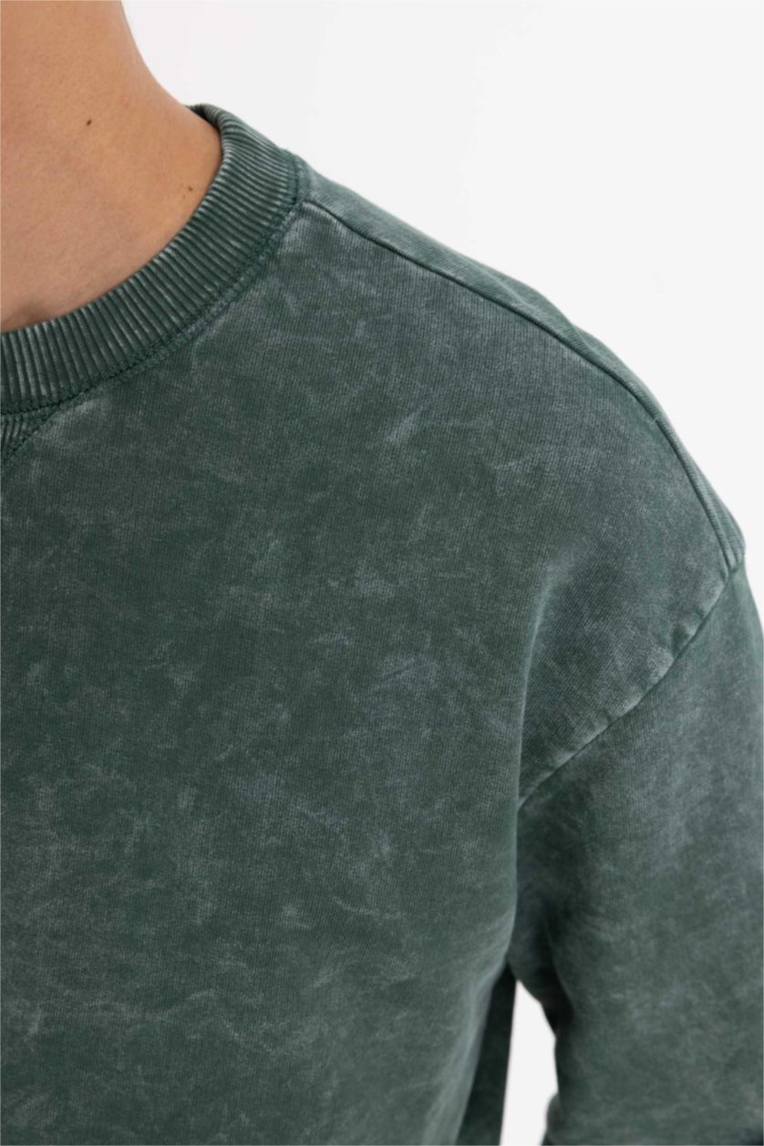 Мужчины Зеленый Свитшот обычной посадки с круглым вырезом в стиле ретро