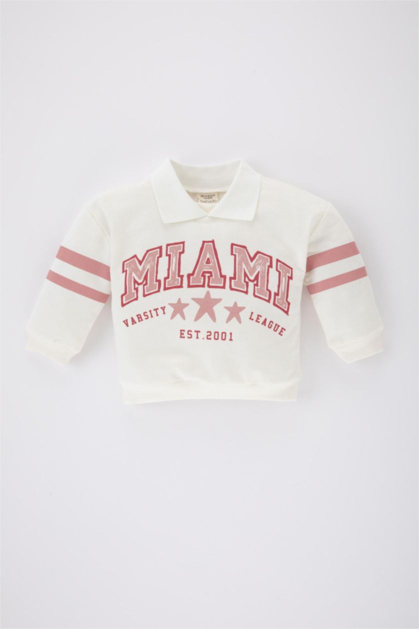 طفلة صغيرة بيج فاتح سويت شيرت بناتي قصة عادية برقبة بولو