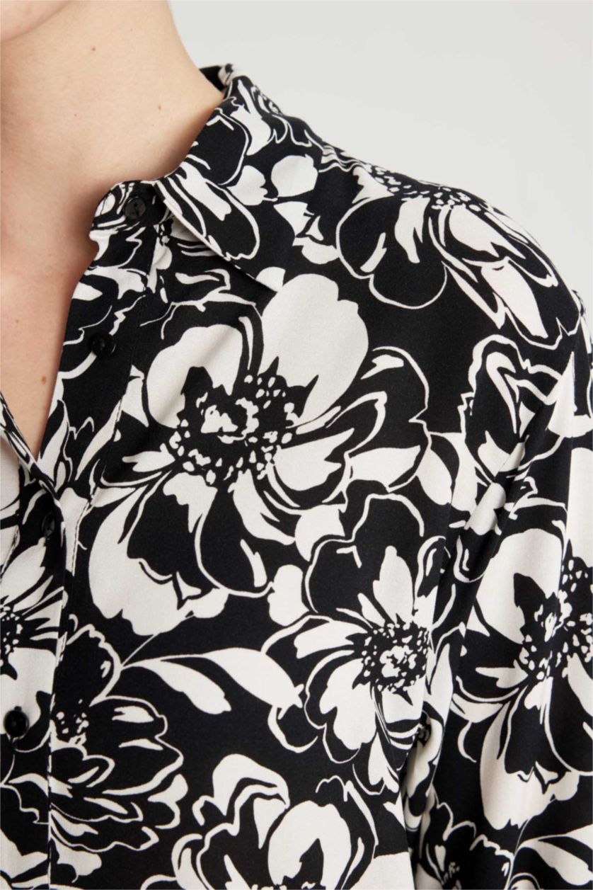 Женщины Черный Туника оверсайз с длинным рукавом