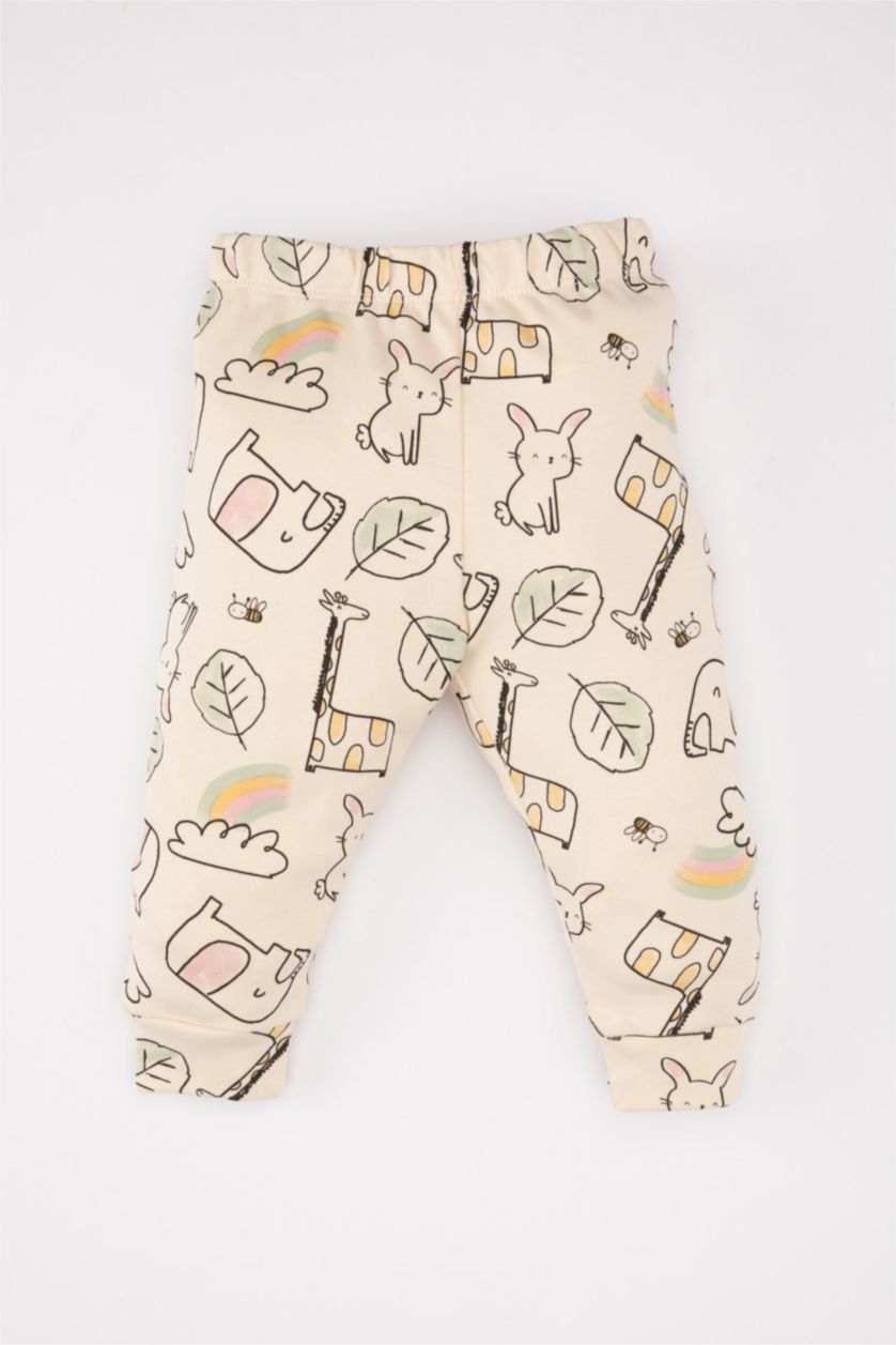 BABY GIRL Light Beige Baby Girl Patterned 2 Piece Pajama Set