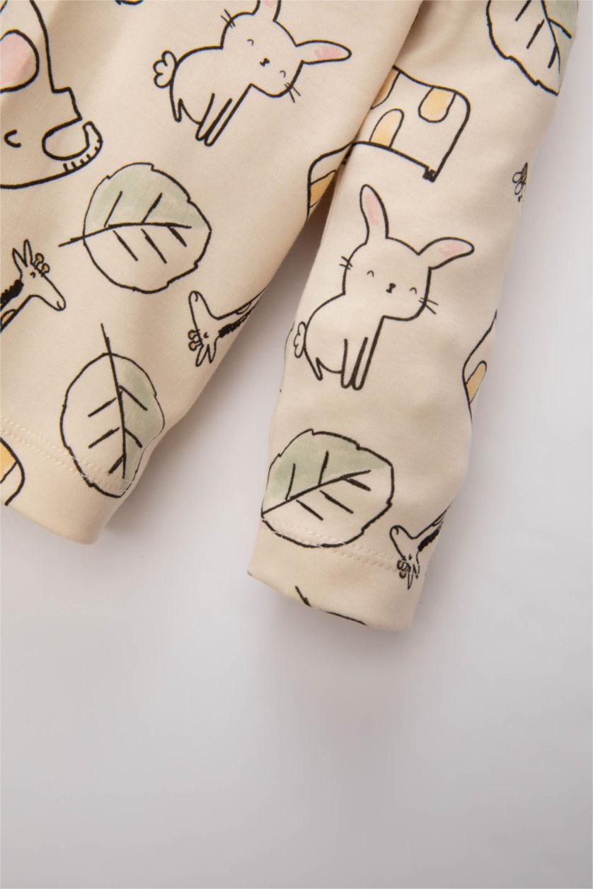 BABY GIRL Light Beige Baby Girl Patterned 2 Piece Pajama Set