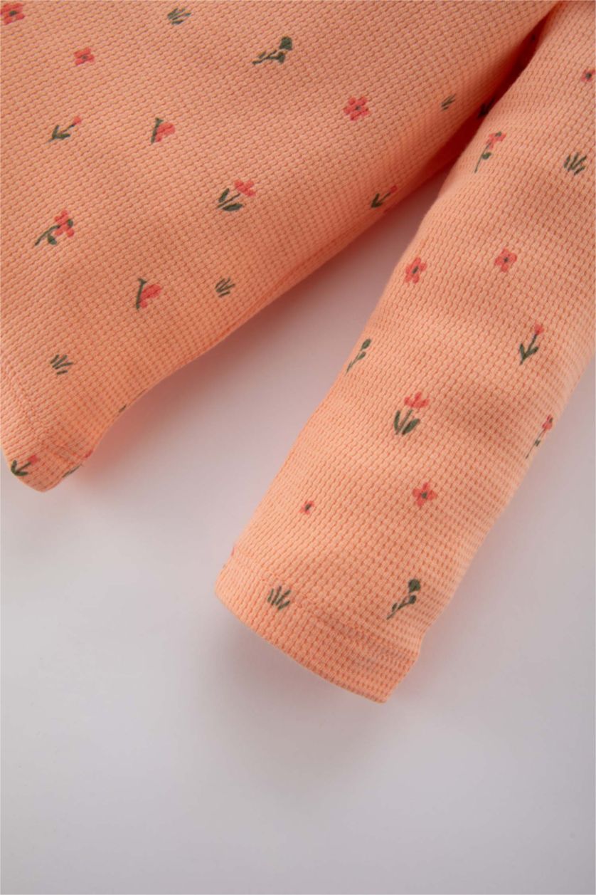 طفلة صغيرة سيموني طقم بيجاما بيبي بناتي فلورال وافل قصة عادية - قطعتين