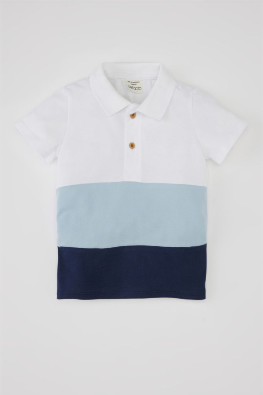 BABY BOY White Baby Boy Color Block Pique Polo T-Shirt