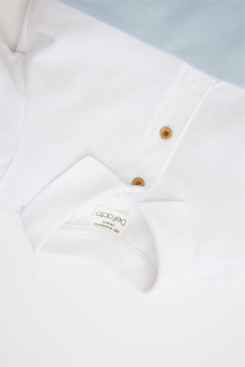 BABY BOY White Baby Boy Color Block Pique Polo T-Shirt