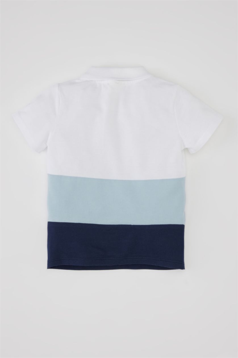 BABY BOY White Baby Boy Color Block Pique Polo T-Shirt