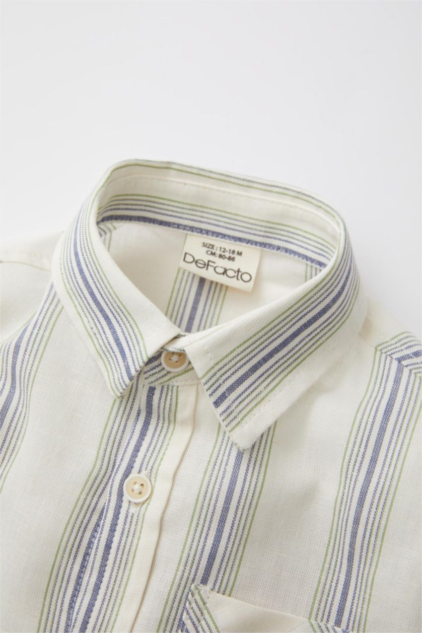 BABY BOY Ecru Baby Boy Long Sleeve Striped Shirt