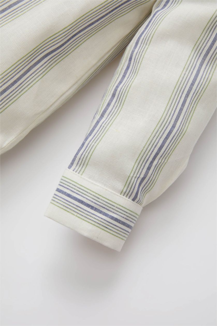 BABY BOY Ecru Baby Boy Long Sleeve Striped Shirt