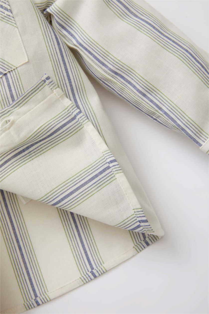 BABY BOY Ecru Baby Boy Long Sleeve Striped Shirt