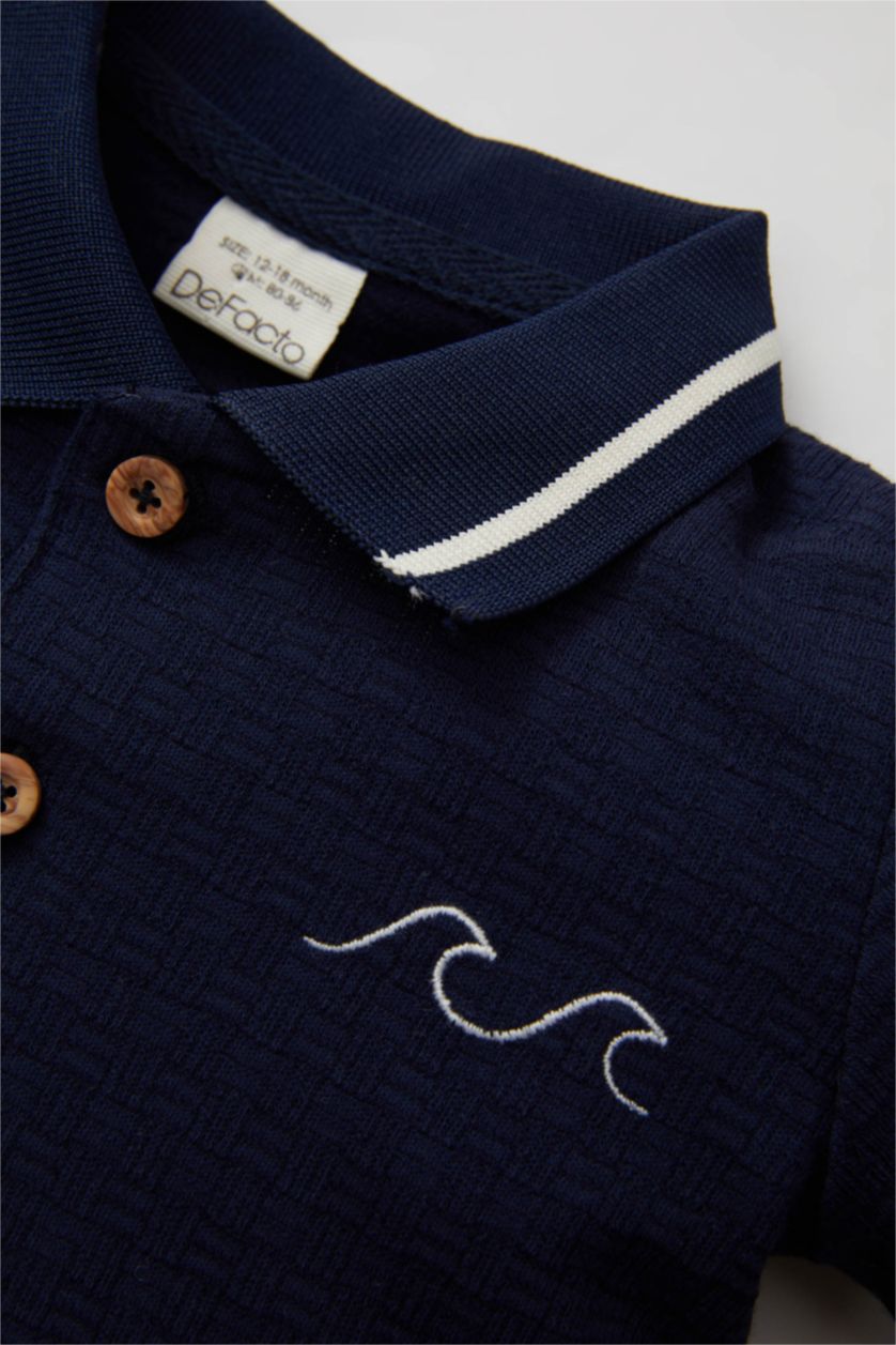 BÉBÉ GARÇON Marin T-Shirt Polo à Manches Courtes Brodé Pour Bébé Garçon