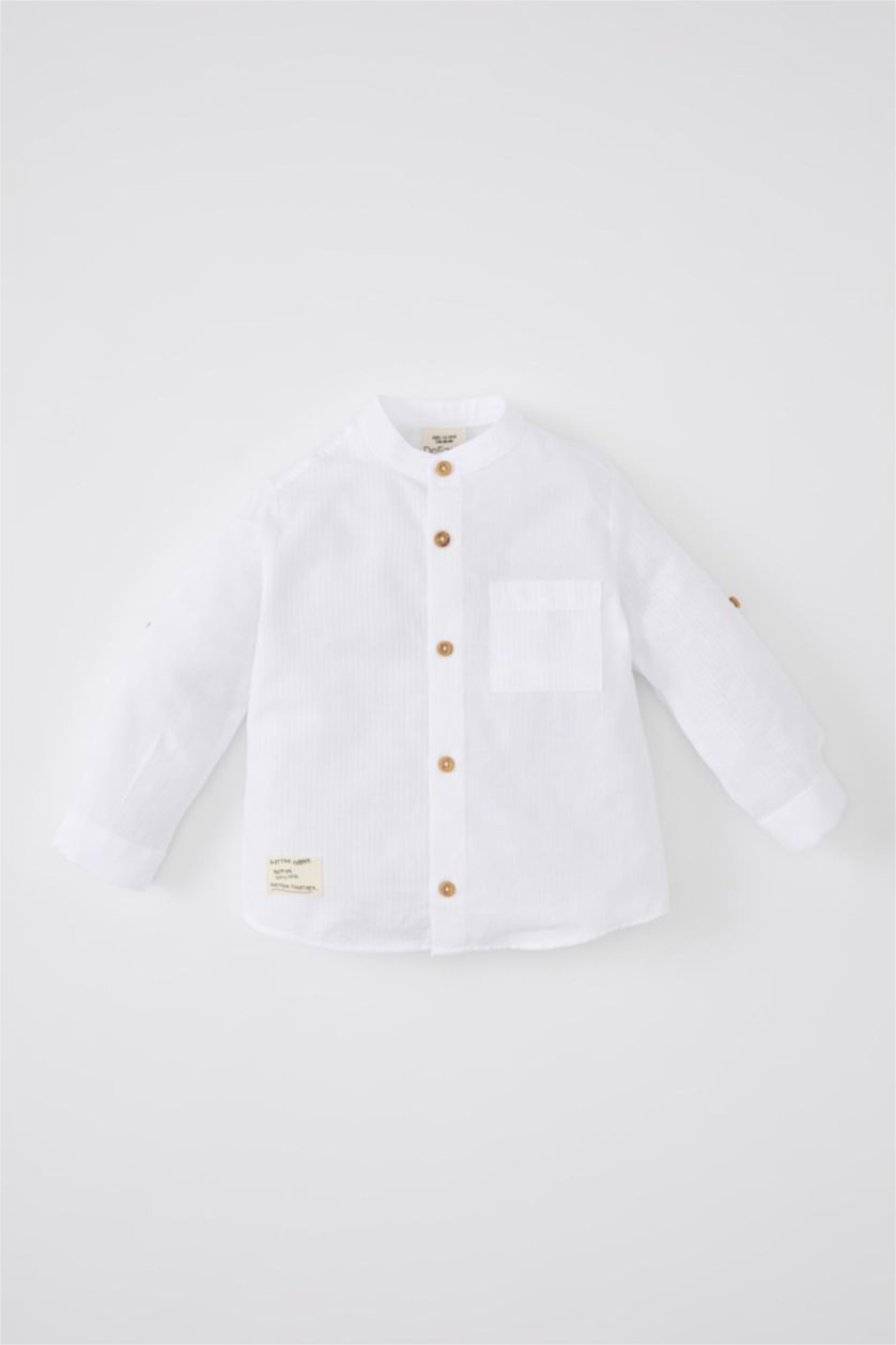 BABY BOY White Baby Boy Textured Long Sleeve Shirt
