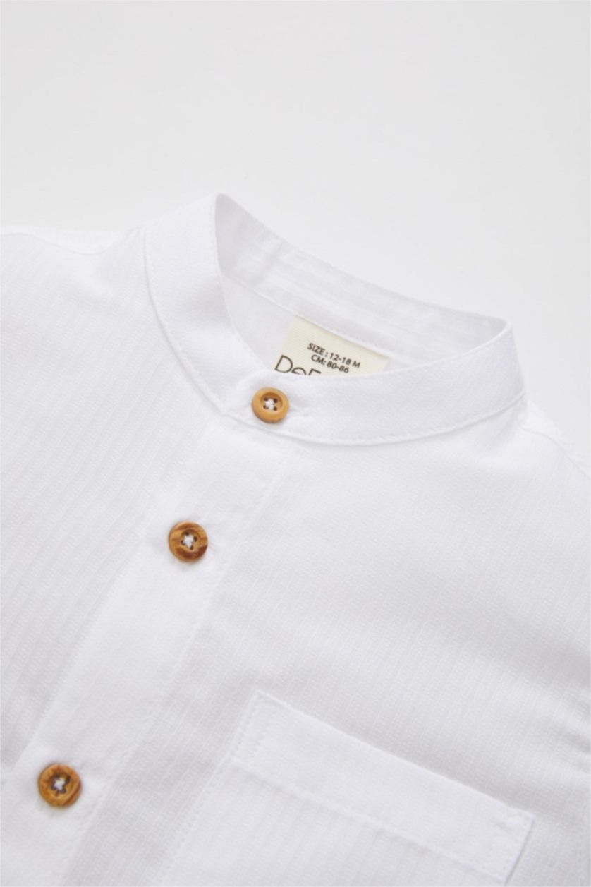 BABY BOY White Baby Boy Textured Long Sleeve Shirt