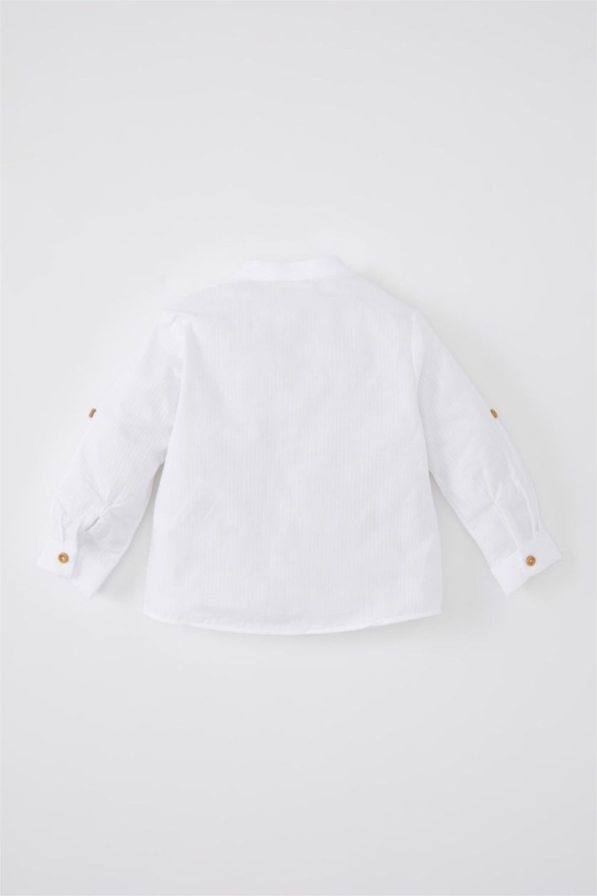 BABY BOY White Baby Boy Textured Long Sleeve Shirt