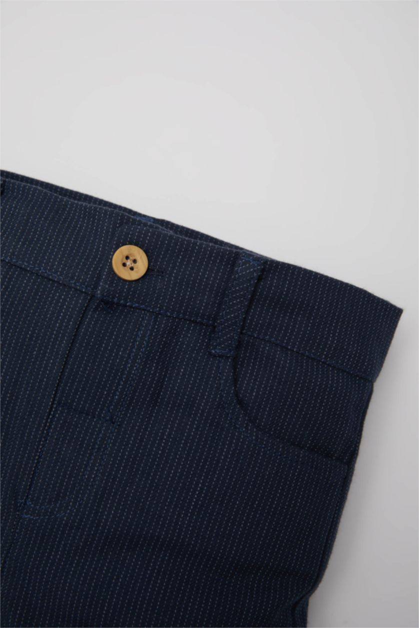 Erkek Bebek Lacivert Çizgili Düz Paça Gabardin Pantolon Erkek Bebek