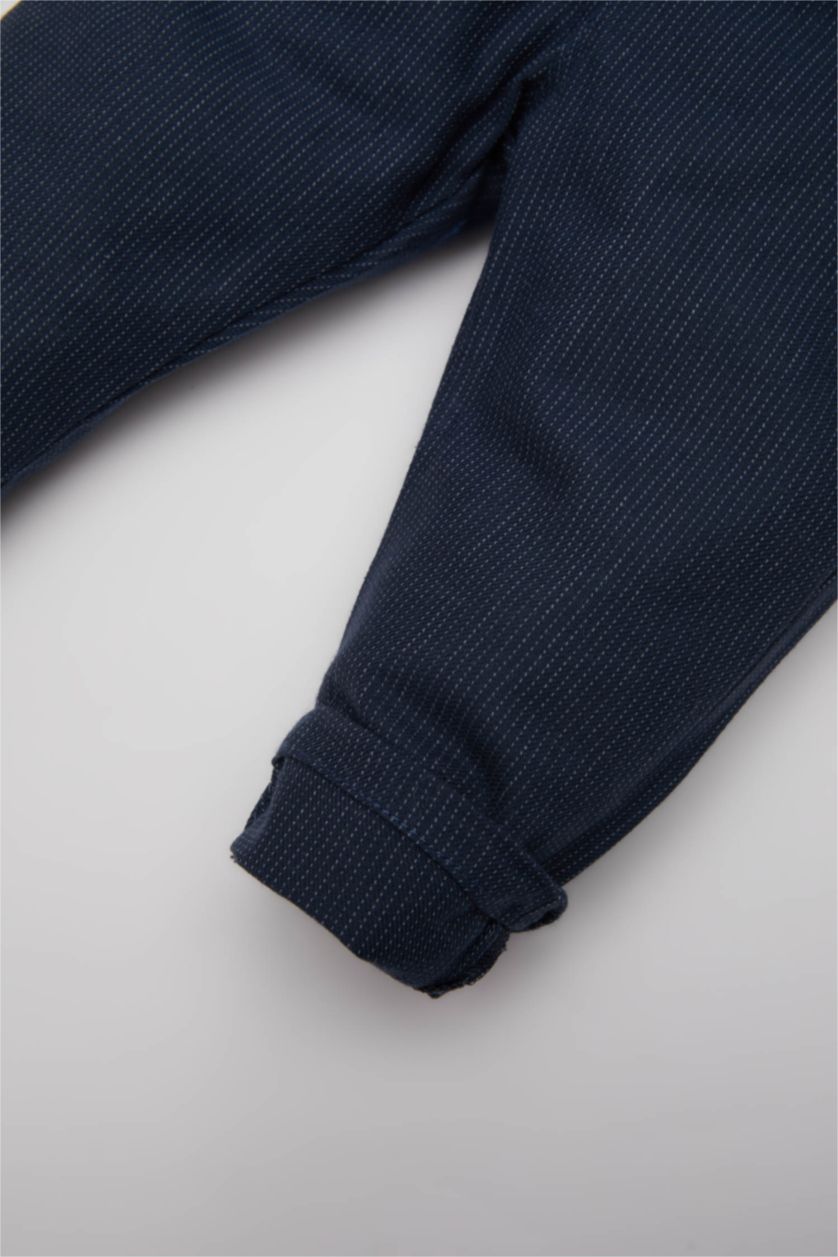 Erkek Bebek Lacivert Çizgili Düz Paça Gabardin Pantolon Erkek Bebek