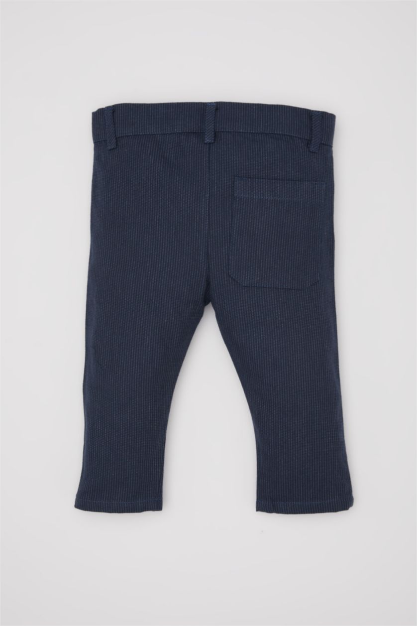 Erkek Bebek Lacivert Çizgili Düz Paça Gabardin Pantolon Erkek Bebek