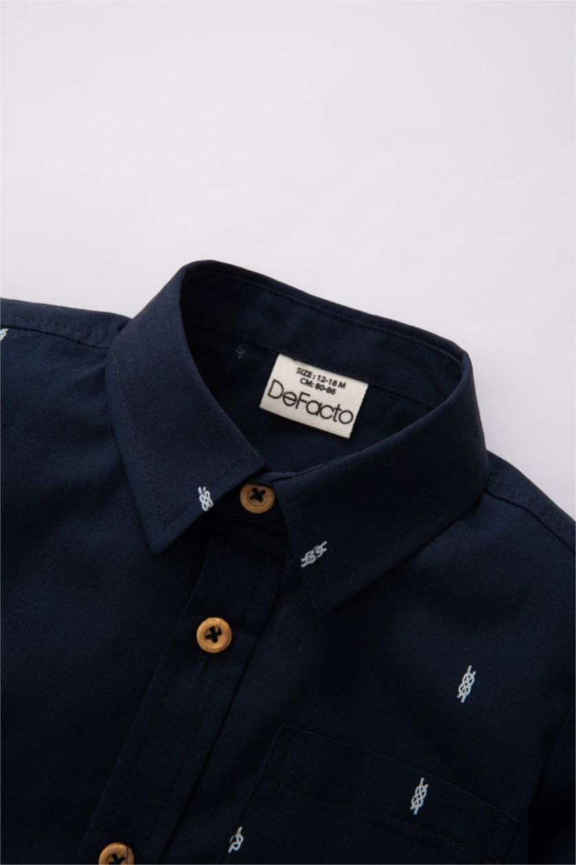 طفل صغير كحلي سيت ولادي بنطلون وقميص تويل - قطعتين