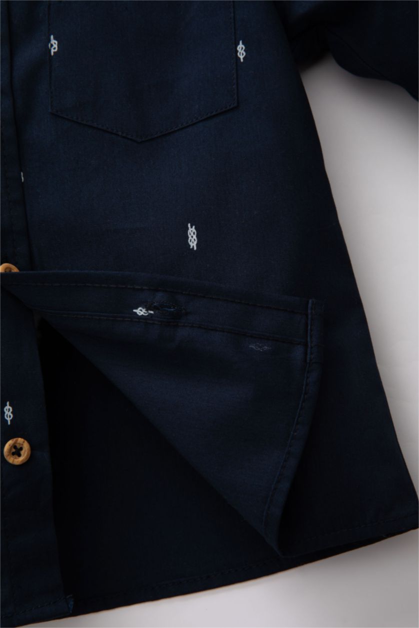 طفل صغير كحلي سيت ولادي بنطلون وقميص تويل - قطعتين