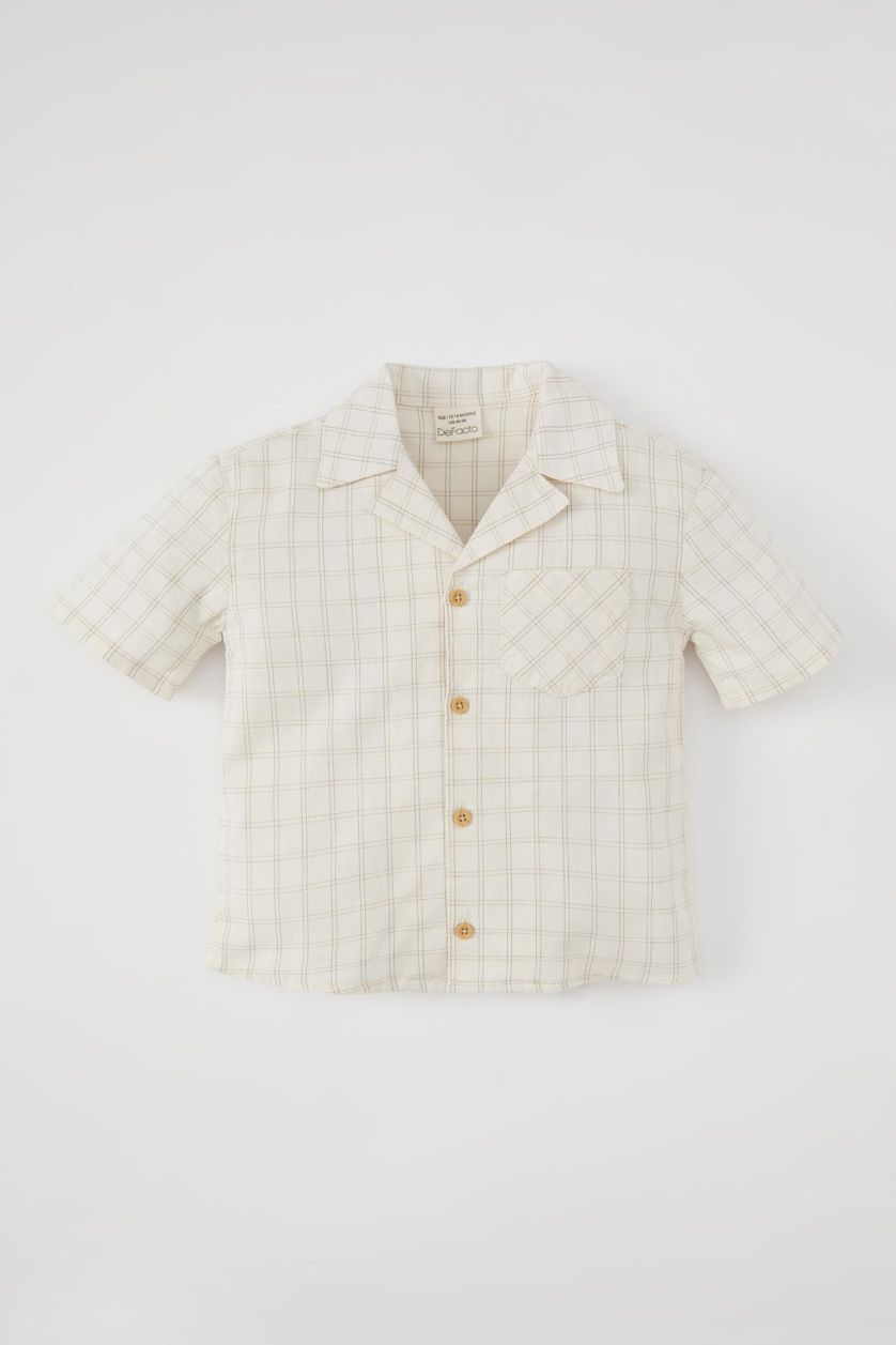 Малыши мальчики Бежевый Рубашка в клетку с коротким рукавом для малышей мальчиков